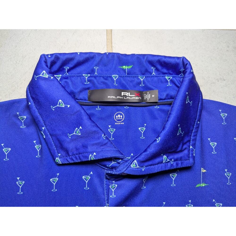RLX Ralph Lauren Men's Medium Golf Shirt Polo Blue 19th Hole Martini Pint - Picture 5 of 6
